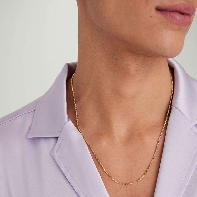 گردنبند زنجیره ای جعبه گرد